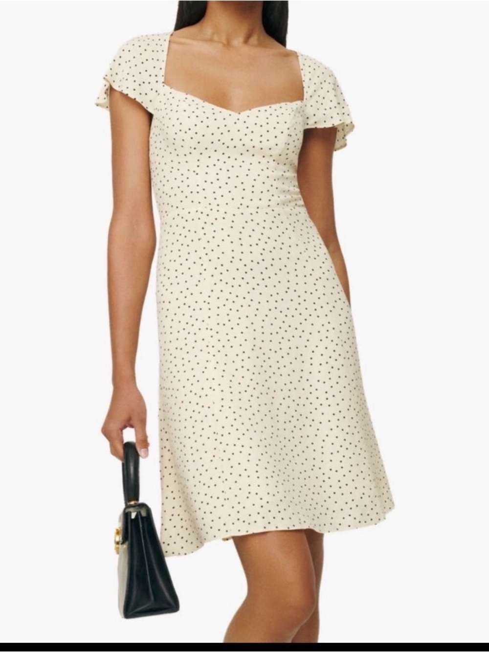 Reformation Cream Polka Dot Mini Dress